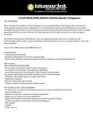 FLASH DEVELOPER (MAKATI-BASED) (Manila ... - Blueprint Gaming