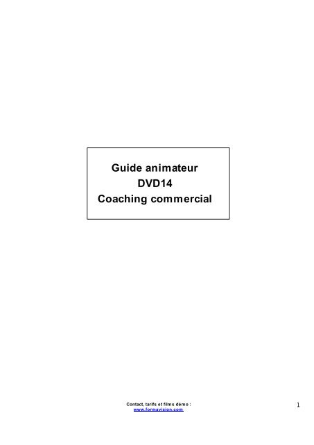 Guide animateur DVD14 Coaching commercial