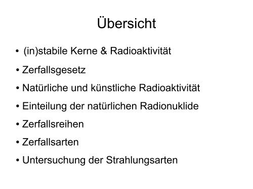 Vortrag 1: Radioaktiver Zerfall