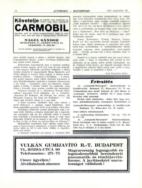 Automobil motorsport 1927 2. évfolyam 18. szám - EPA