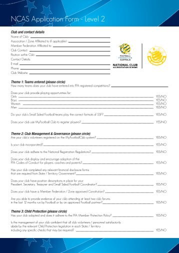 NCAS Application Form - Level 2 - Northern NSW Football