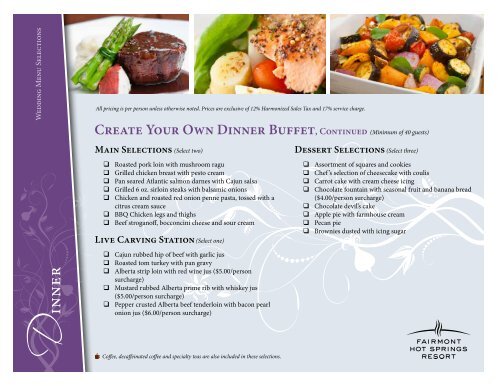 Wedding Catering Menu - Fairmont Hot Springs Resort