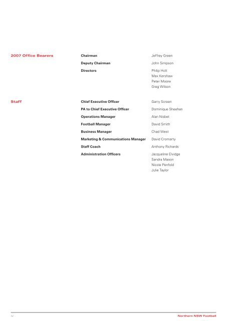 Annual Report 2007 - Northern NSW Football