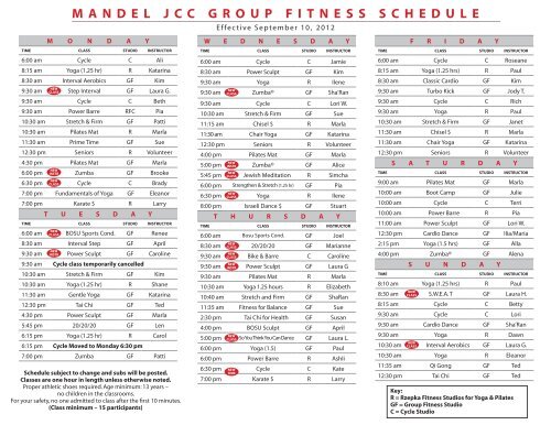 Mandel Jcc Group Fitness Schedule