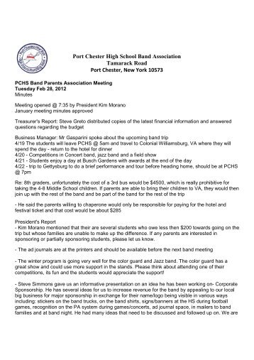 Meeting_Minutes_Feb 29,2011 - Port Chester High School Band