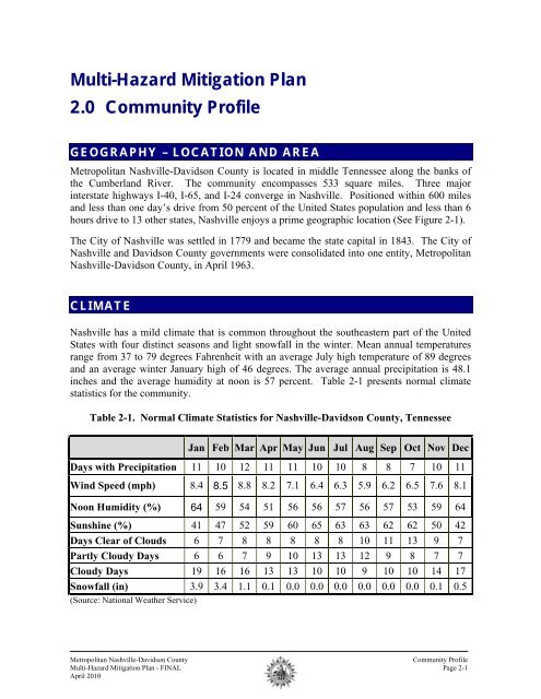 2010 Metro Mitigation Plan