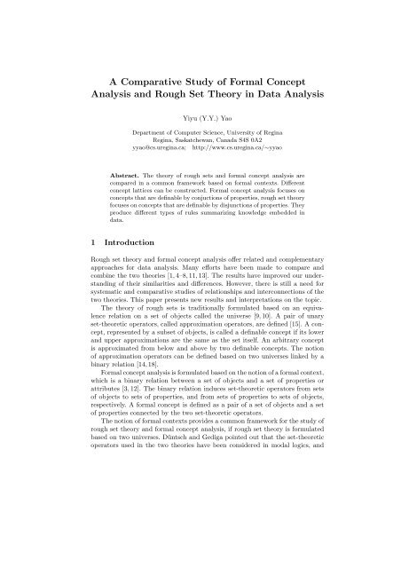 A Comparative Study of Formal Concept Analysis and Rough Set ...