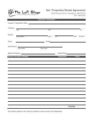 Set and Prop Rental Agreement - The Loft Stage