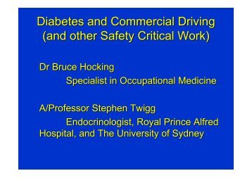 Diabetes and Commercial Driving (and other Safety Critical Work)