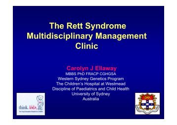 the Rett Syndrome clinic at the Chidlren's Hospital at Westmead