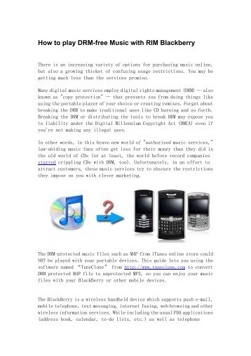 How to play DRM-free Music with RIM Blackberry - TuneClone M4P ...