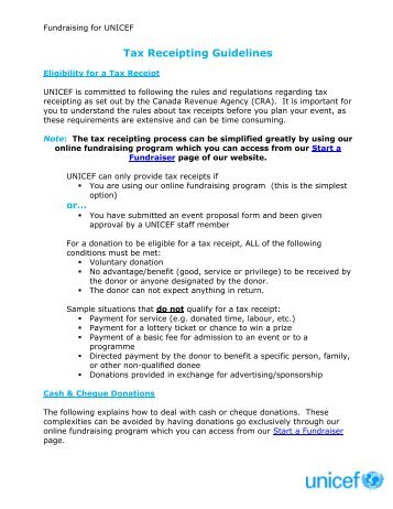 Tax Receipting Guidelines - UNICEF Canada