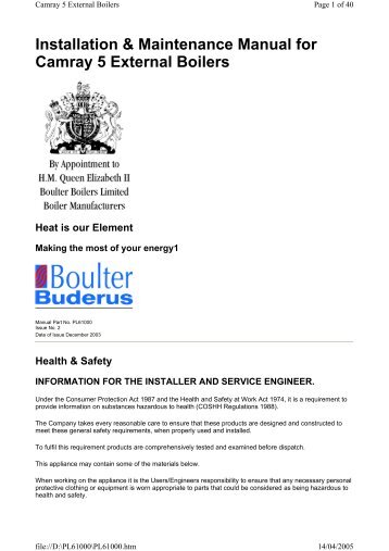 Boulter Camry 2 Boiler Manual Downloads