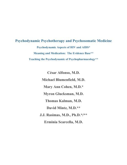 Psychodynamic Psychotherapy and Psychosomatic Medicine César ...