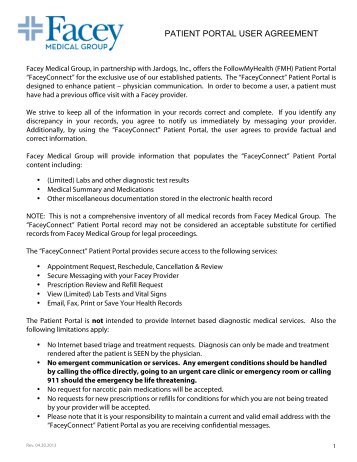 Patient Portal User Agreement - Adult - Facey Medical Group