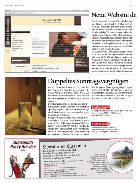 das magazin 11/12 2009 - Kölner Philharmonie