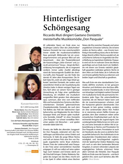 das magazin 11/12 2009 - Kölner Philharmonie