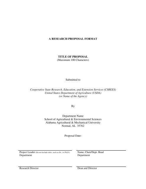 title page of research proposal example