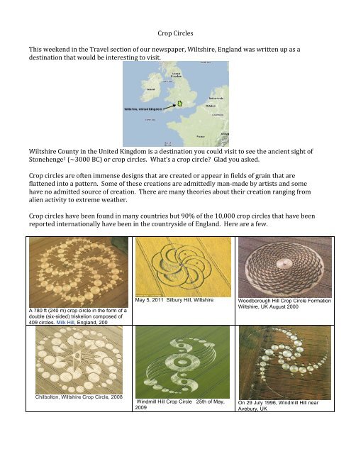 Crop Circles This weekend in the Travel section of ... - Yummy Math