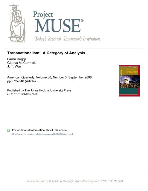 Transnationalism: A Category of Analysis - Unit for Criticism and ...