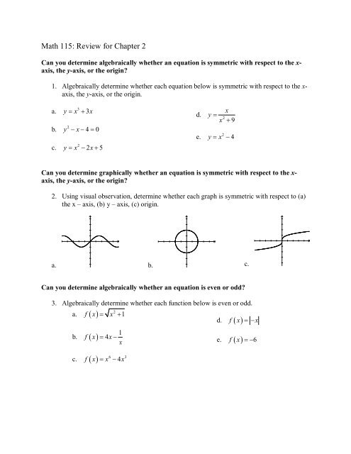 Math 115 Chapter 02 Review - The Learning Lab at HFCC