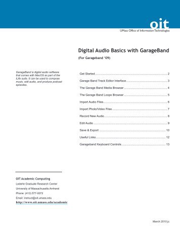 Digital Audio Basics with GarageBand - UMass Amherst - University ...