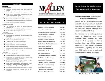 Parent Guide for Kindergarten Students for First ... - McAllen ISD