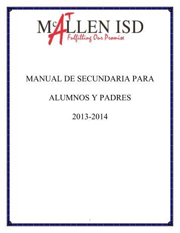 manual de secundaria para alumnos y padres 2013 ... - McAllen ISD