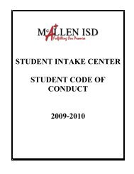 student intake center student code of conduct 2009 ... - McAllen ISD