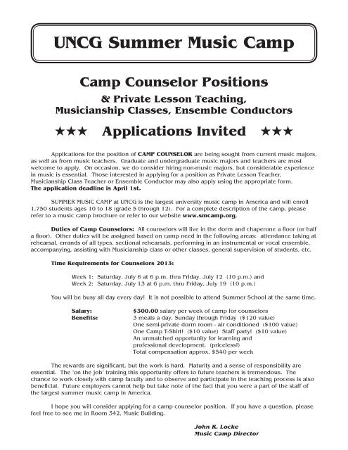 Uncg Summer Music Camp Unc Greensboro Summer Music