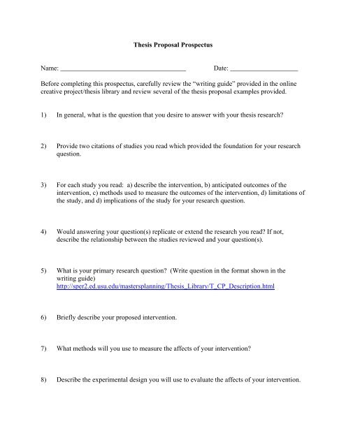 Dissertation proposal service vs prospectus