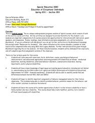 SPED 4000 Syllabus and Schedule Spring 2011 Peterson - Special ...