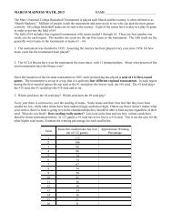 march madness math, 2013 name - Yummy Math