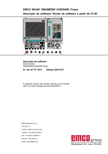 EMCO WinNC SINUMERIK 810D/840D Fresar DescriÃ§Ã£o do software
