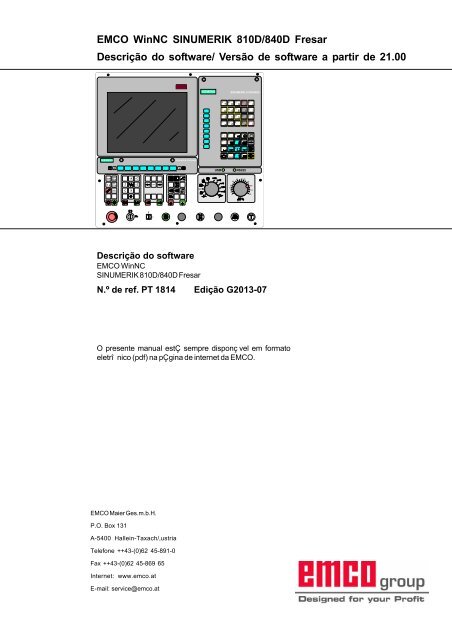 EMCO WinNC SINUMERIK 810D/840D Fresar DescriÃ§Ã£o do software