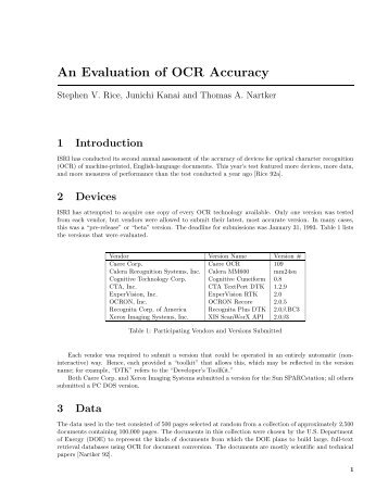 An Evaluation of OCR Accuracy - Stephenvrice.com