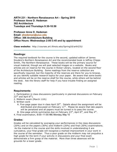 to download Printer Friendly PDF version of the ARTH231 Syllabus