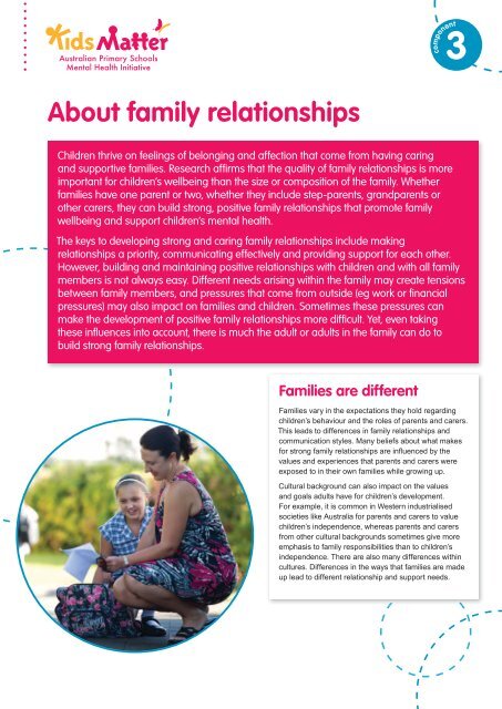 About family relationships - KidsMatter