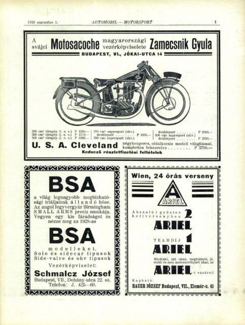 Automobil motorsport 1928 3. évfolyam 14. szám - EPA