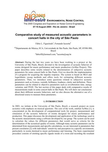 Comparative study of measured acoustic parameters in concert halls ...