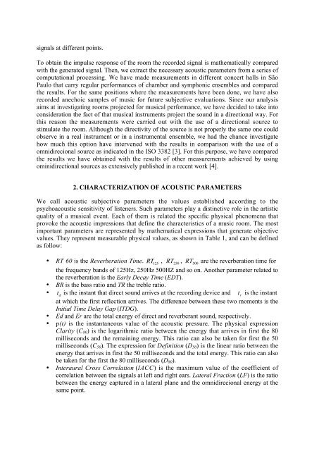 Comparative study of measured acoustic parameters in concert halls ...