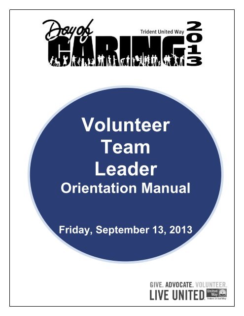 Volunteer Team Leader Orientation Manual - Trident United Way