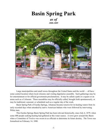 Basin Spring Park - Eureka Springs History