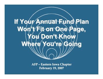 If Your Annual Fund Plan Won't Fit on One Page, You Don't Know ...