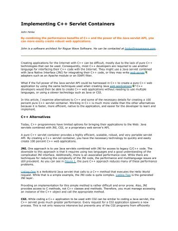 Implementing C++ Servlet Containers - ITCJ