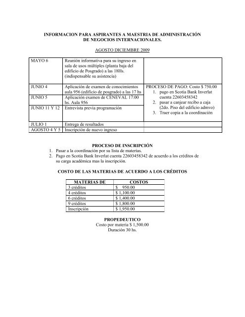 informacion para aspirantes a maestria de administraciÃ³n - ITCJ