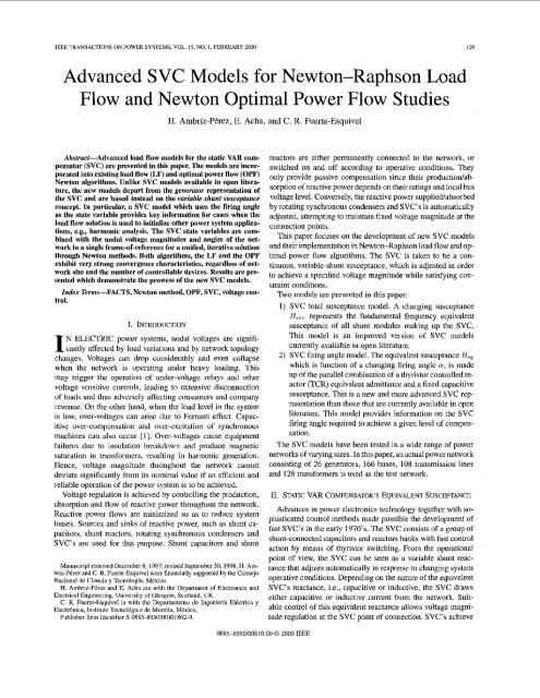 Advanced SVC models for newton-raphson load flow and ... - ITCJ