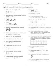 Algebra 2 Semester 2 Practice Final Summer 13