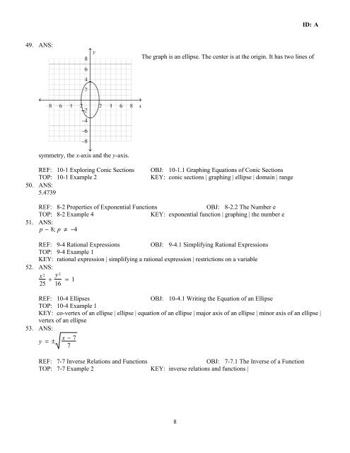 Algebra 2 Semester 2 Practice Final Summer 13