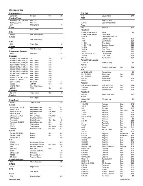 Svc - W7FG Vintage Manuals